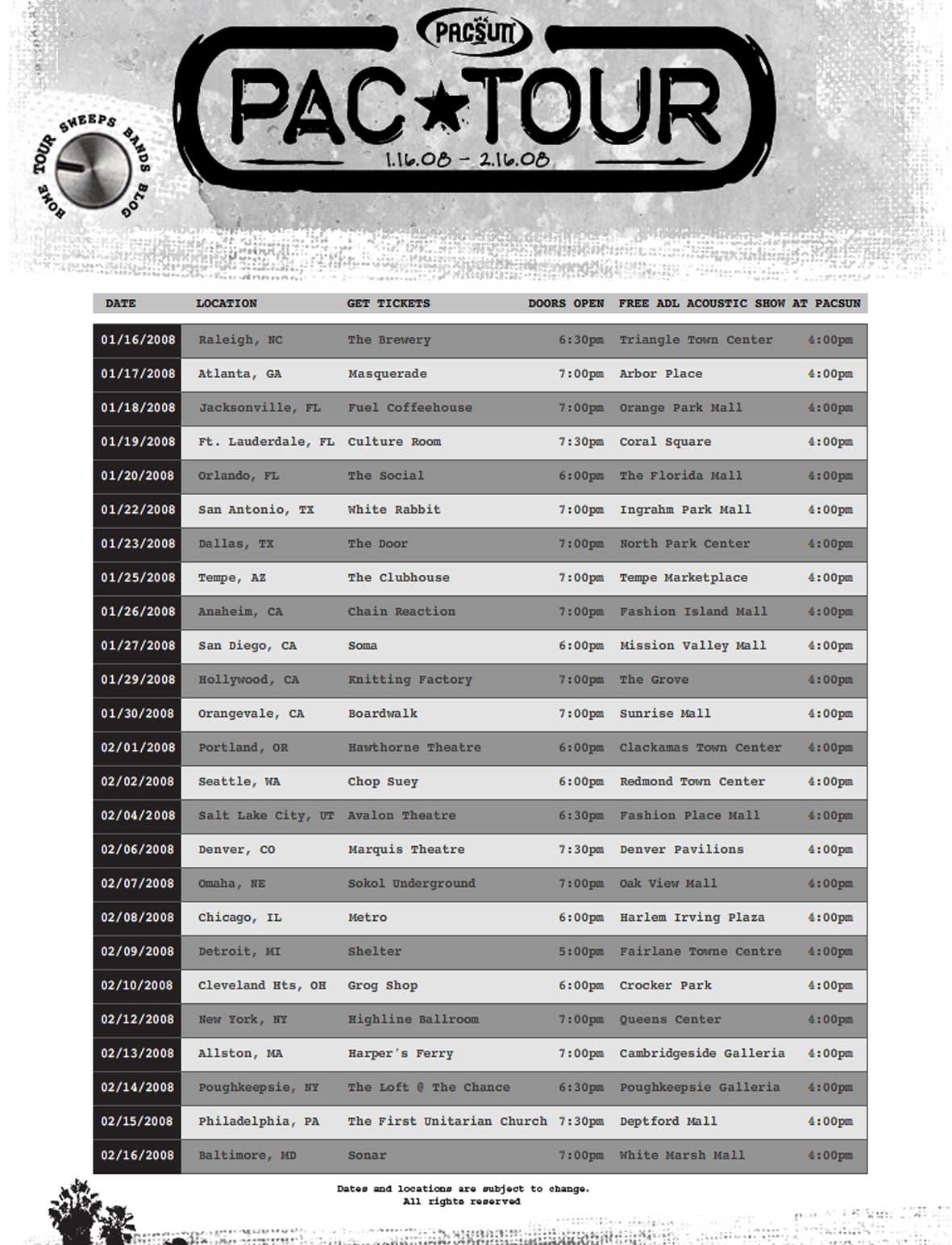 interactive website design for concert series