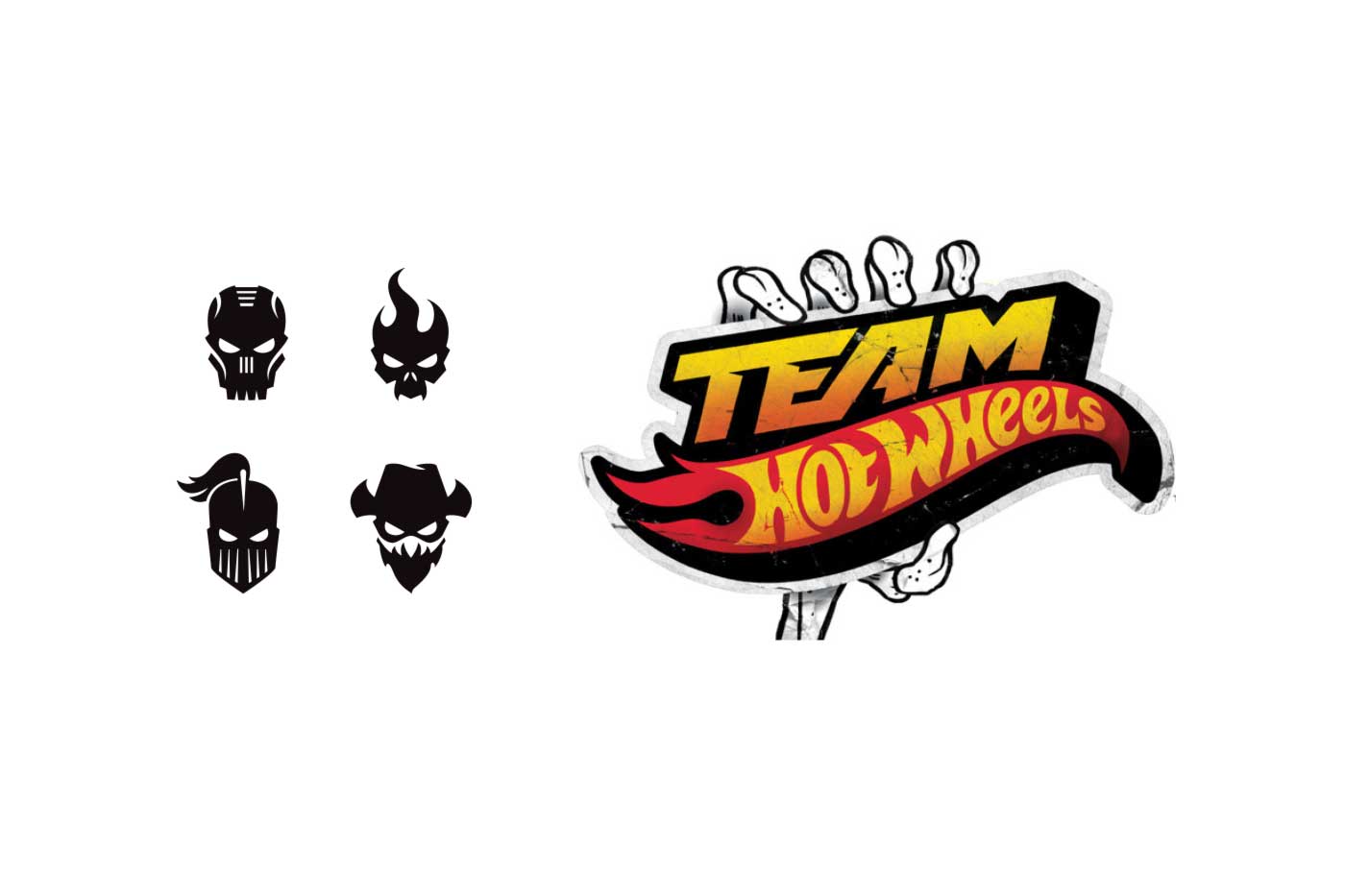 Mattels team hot wheels for real skull flames logos