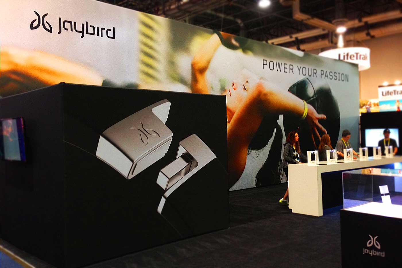 jaybird  nice trade show booth design - bxc designed the jaybird logo